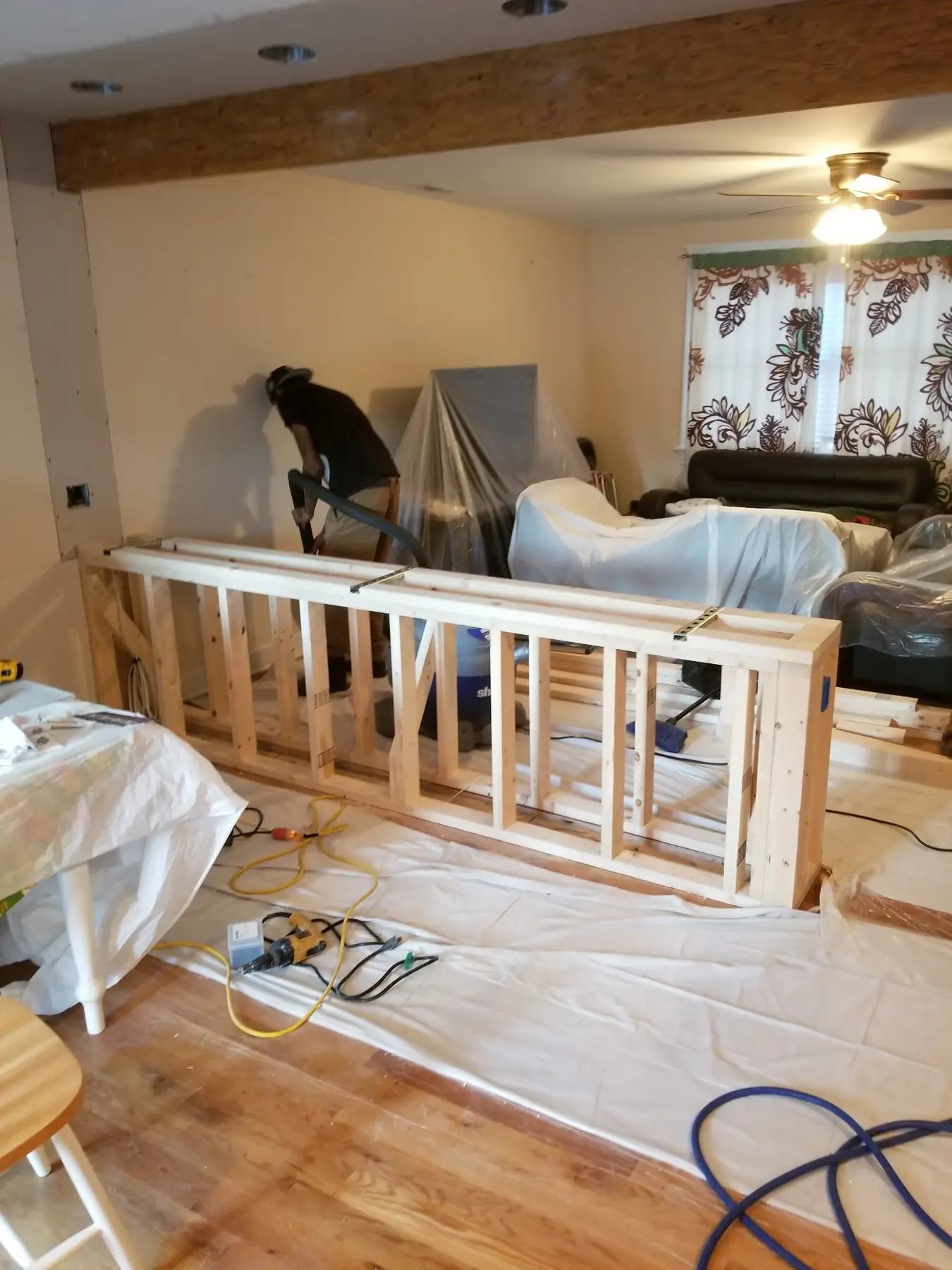 Custom bar frame during construction