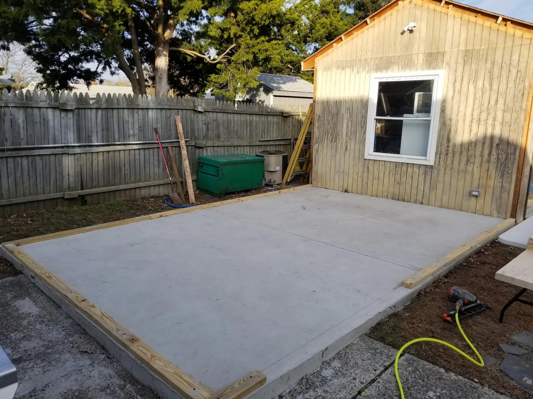 Concrete slab for garage addition