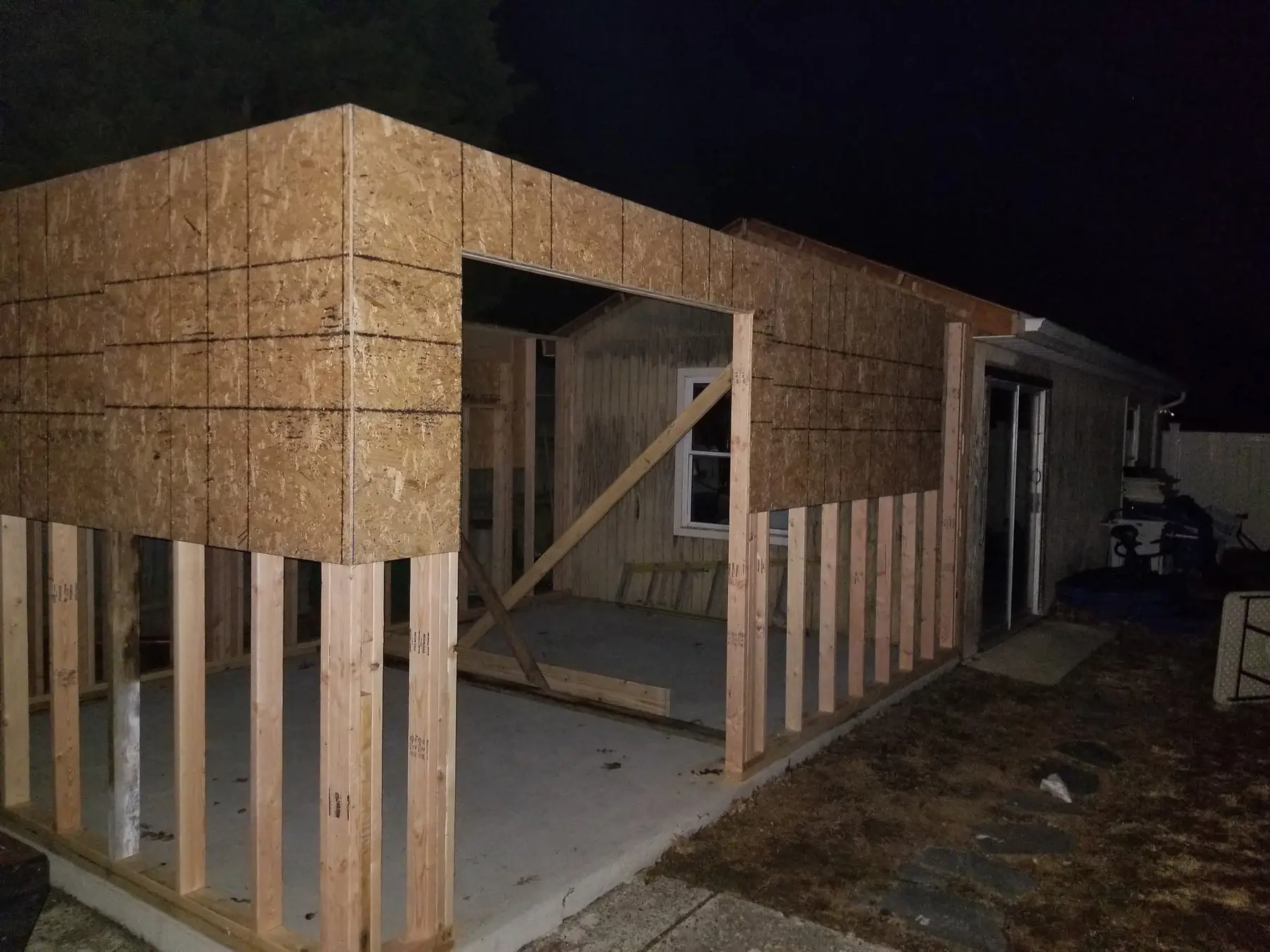 Garage addition framing in progress